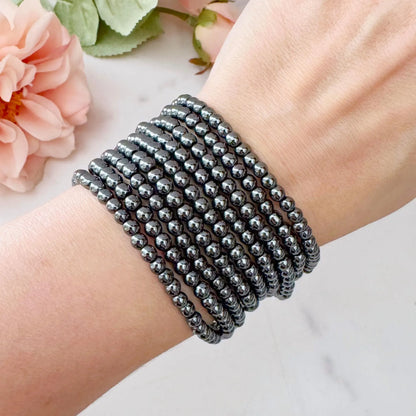4mm Hematite Beaded Bracelet