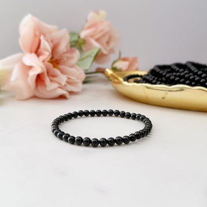 4mm Jet Beaded Bracelet