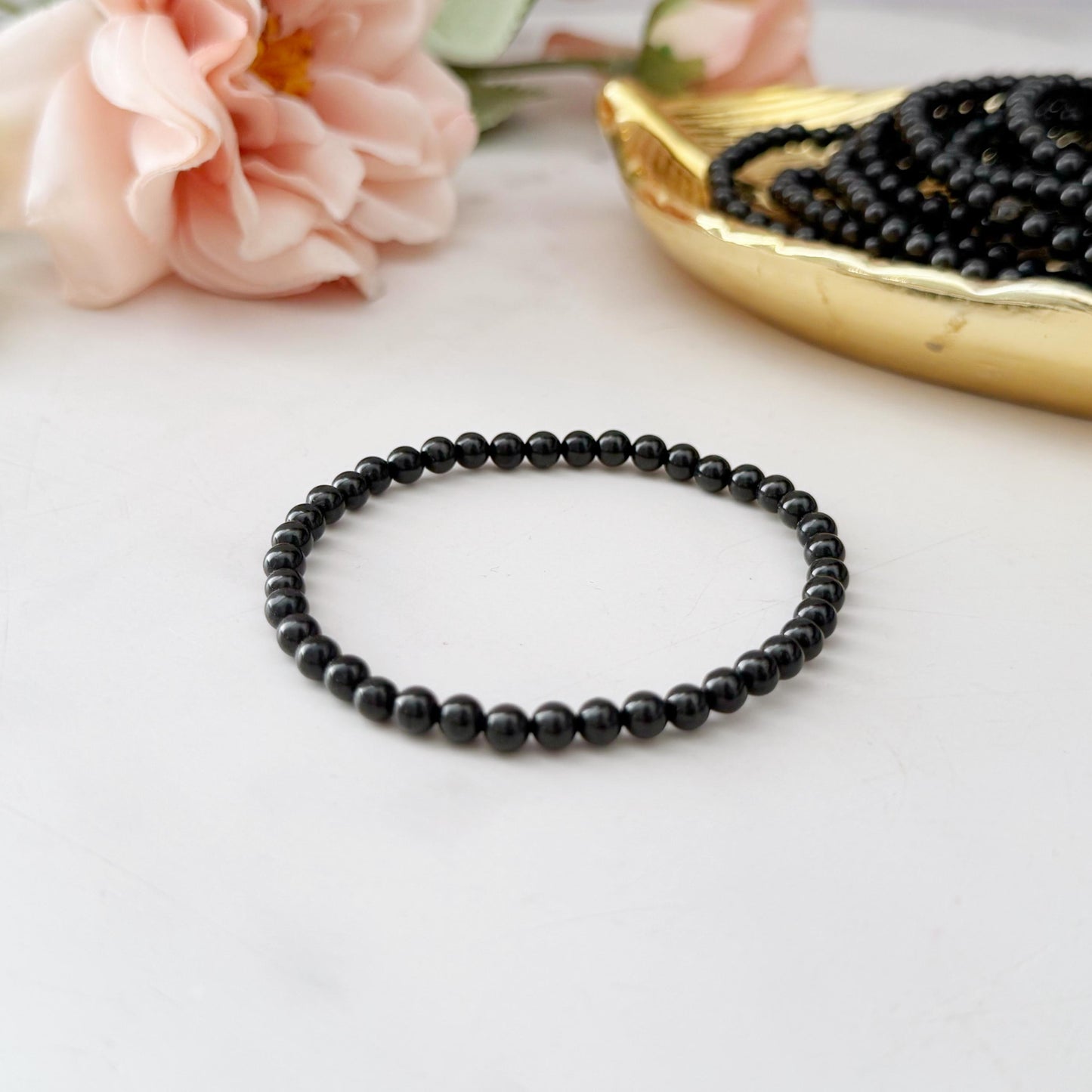 4mm Jet Beaded Bracelet