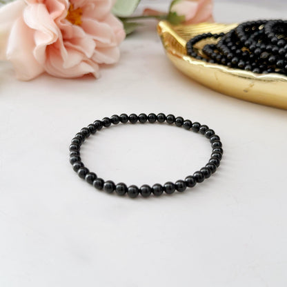 4mm Jet Beaded Bracelet
