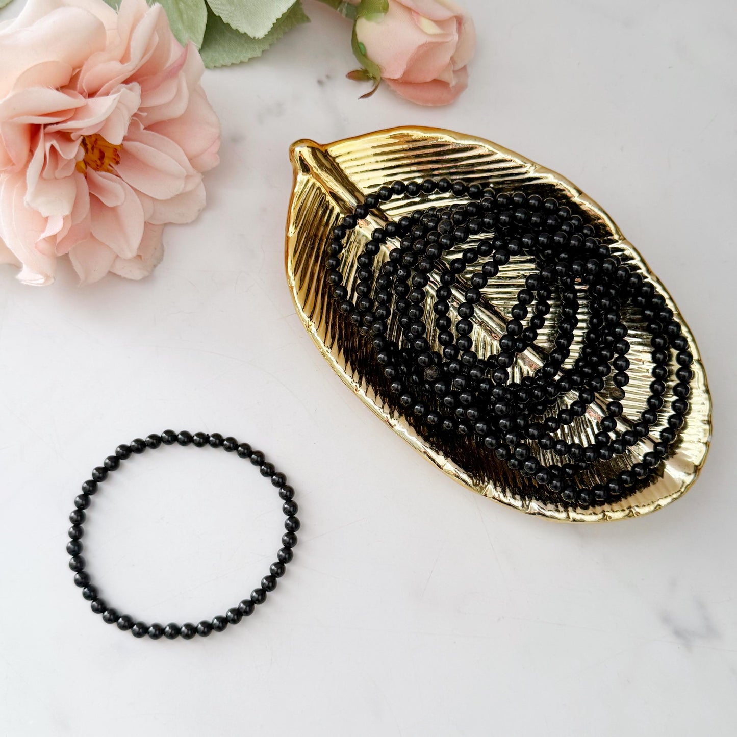 4mm Jet Beaded Bracelet