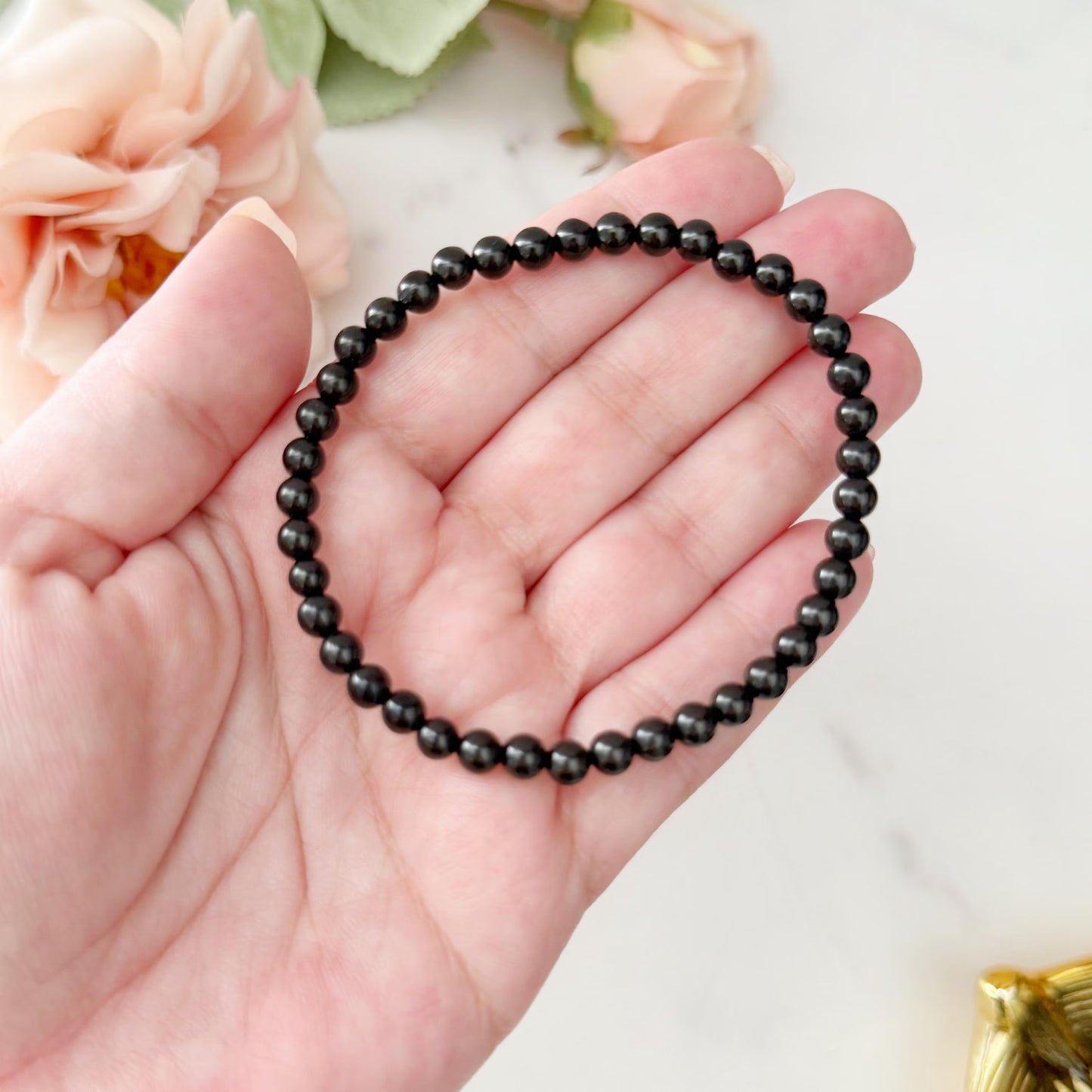 4mm Jet Beaded Bracelet