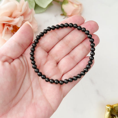 4mm Jet Beaded Bracelet