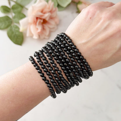 4mm Jet Beaded Bracelet