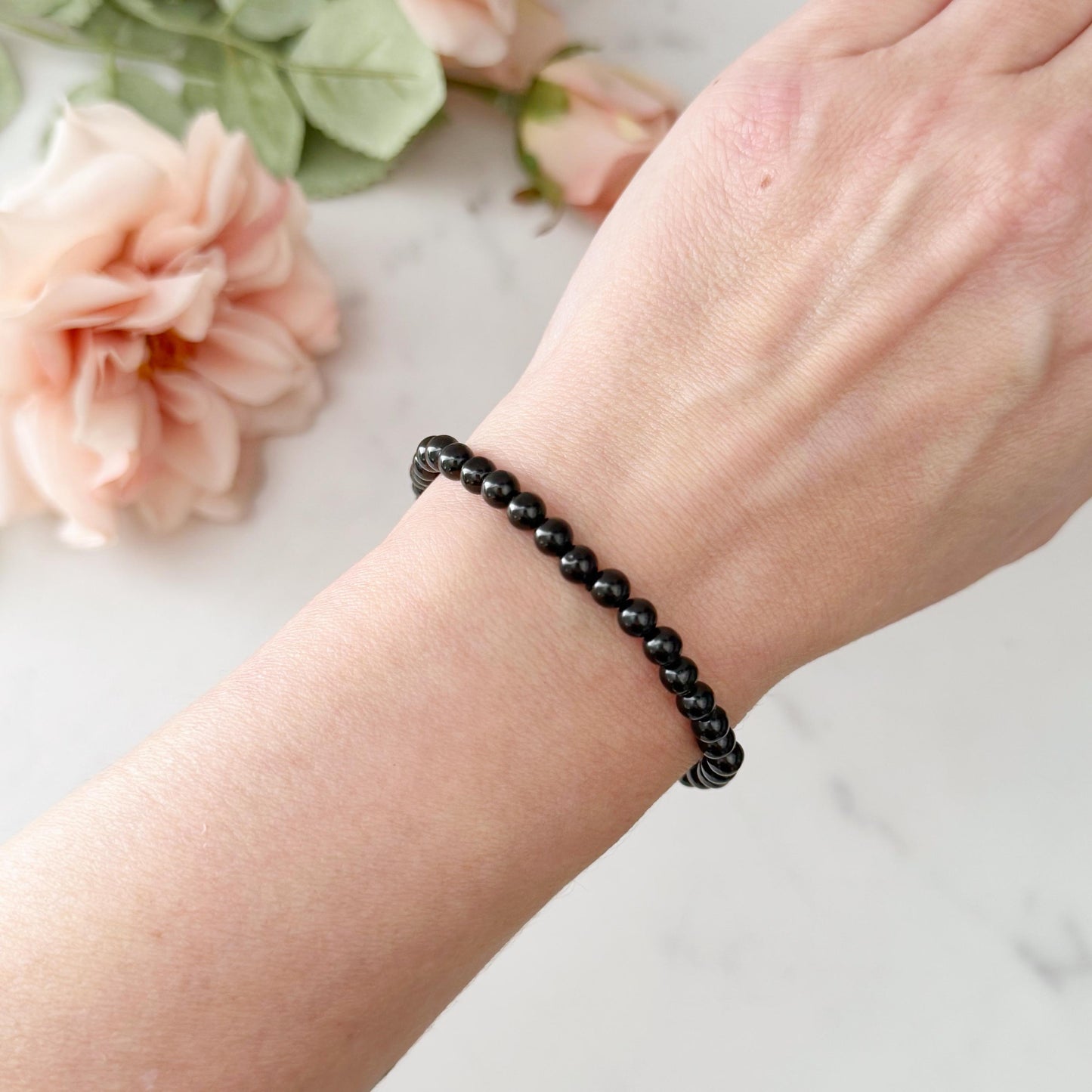 4mm Jet Beaded Bracelet