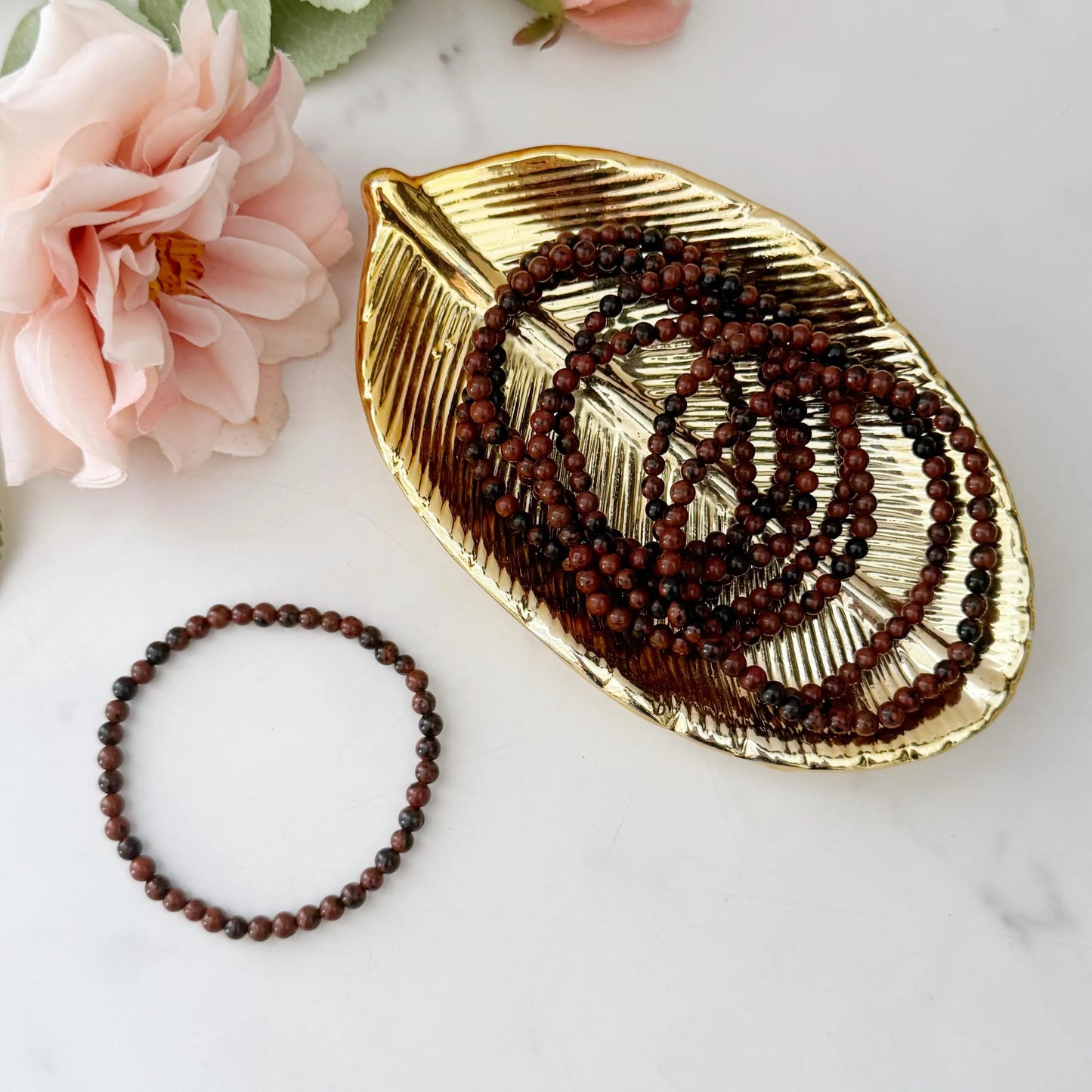 4mm Mahogany Obsidian Beaded Bracelet