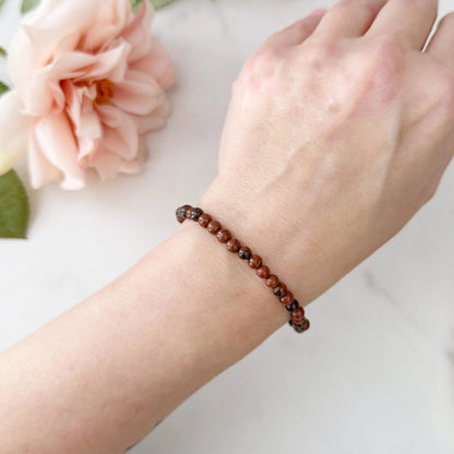 4mm Mahogany Obsidian Beaded Bracelet