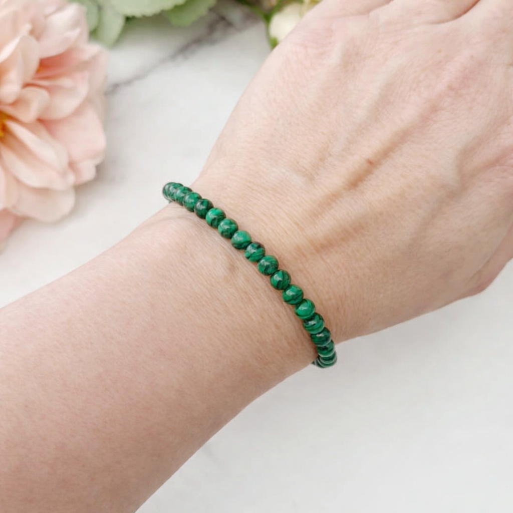 4mm Malachite Beaded Bracelet