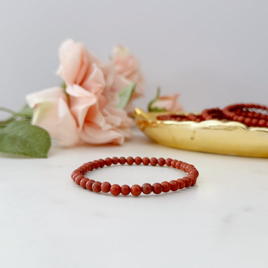 4mm Red Jasper Beaded Bracelet