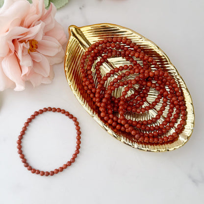 4mm Red Jasper Beaded Bracelet