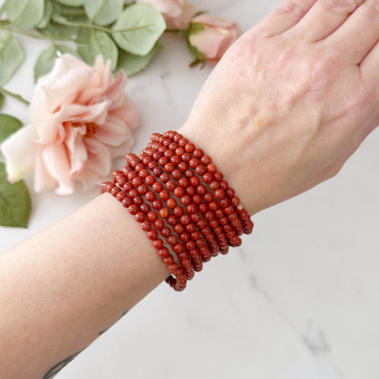 4mm Red Jasper Beaded Bracelet