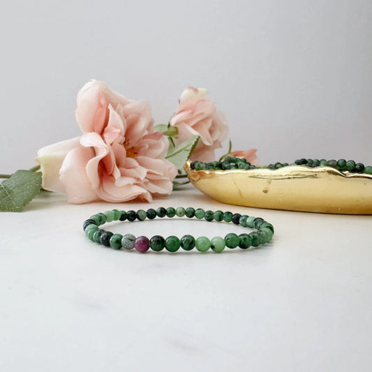4mm Ruby Zoisite Beaded Bracelet