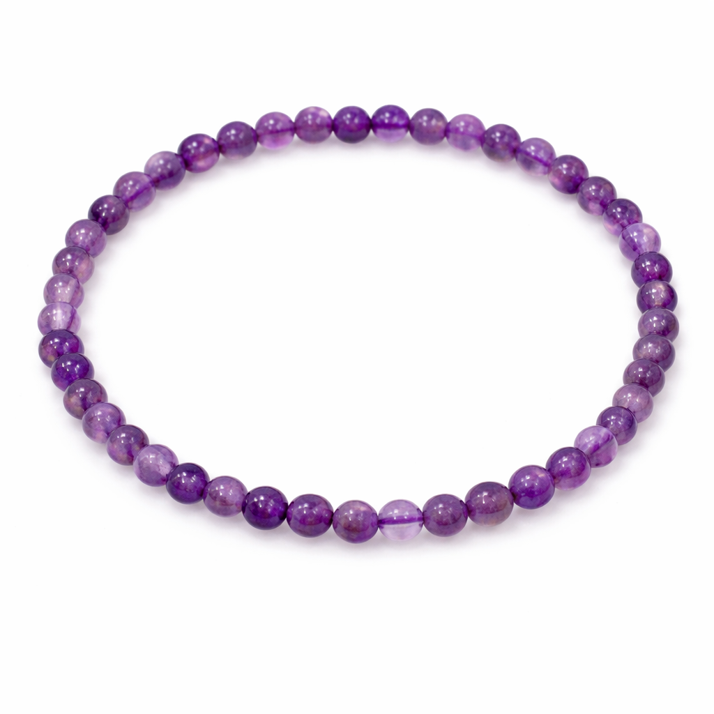 4mm Amethyst Beaded Bracelet