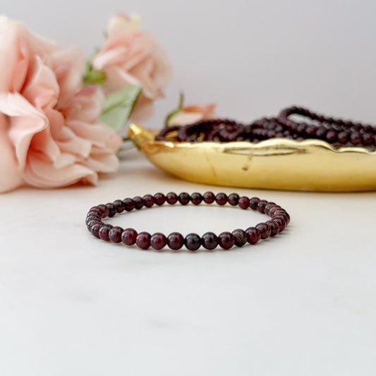 4mm Garnet Beaded Bracelet