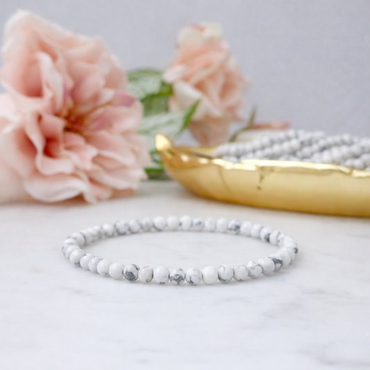 4mm Howlite Beaded Bracelet