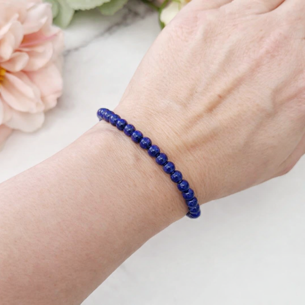 4mm Lapis Lazuli Beaded Bracelet