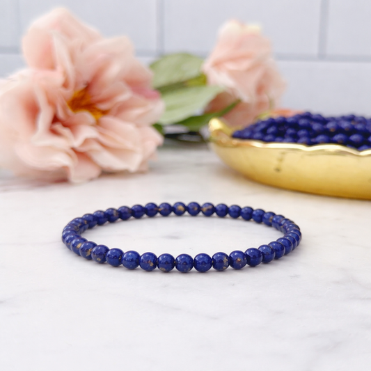 4mm Lapis Lazuli Beaded Bracelet