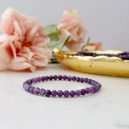 4mm Lepidolite Beaded Bracelet