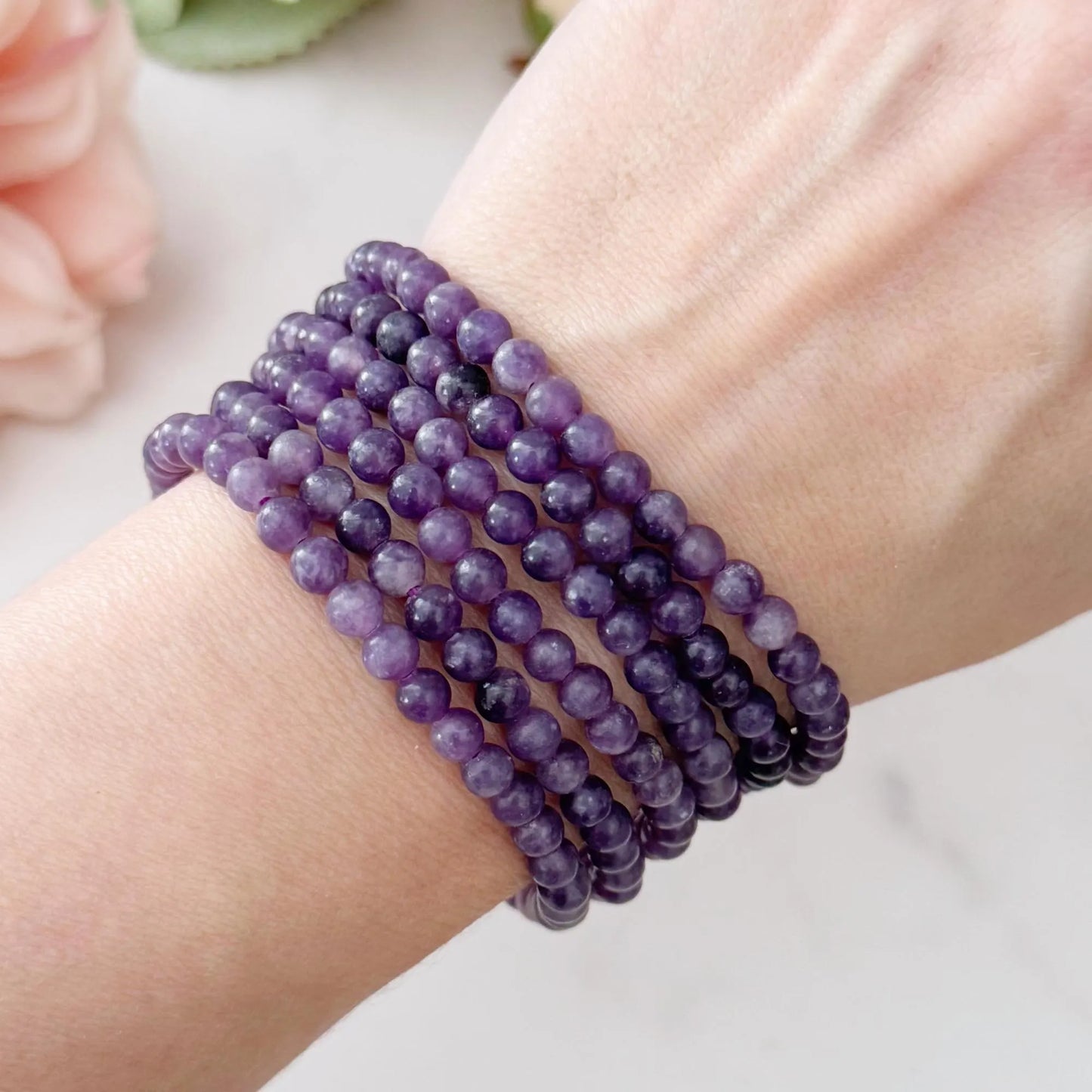 4mm Lepidolite Beaded Bracelet