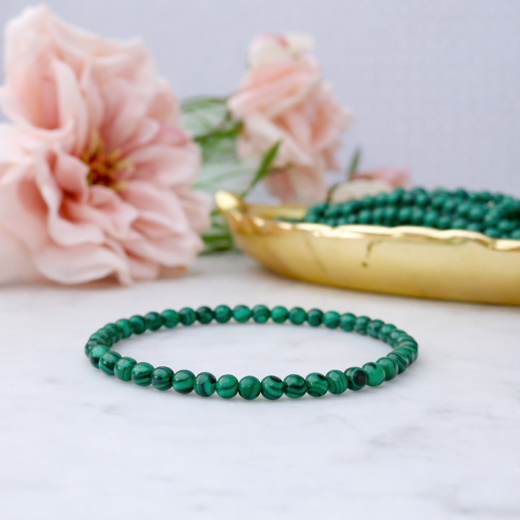 4mm Malachite Beaded Bracelet