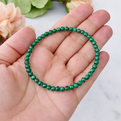 4mm Malachite Beaded Bracelet
