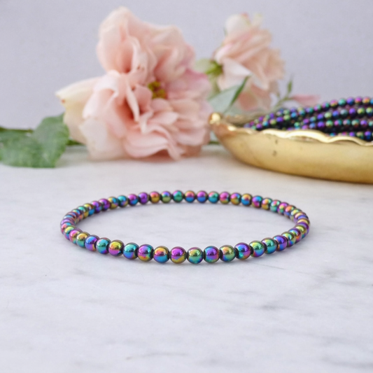 4mm Rainbow Hematite Beaded Bracelet