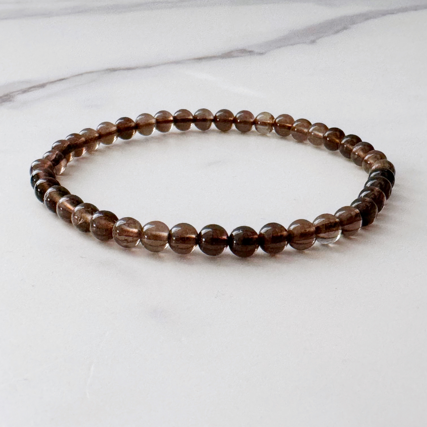 4mm Smoky Quartz Beaded Bracelet