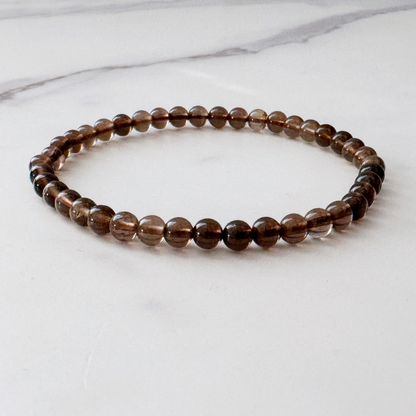 4mm Smoky Quartz Beaded Bracelet