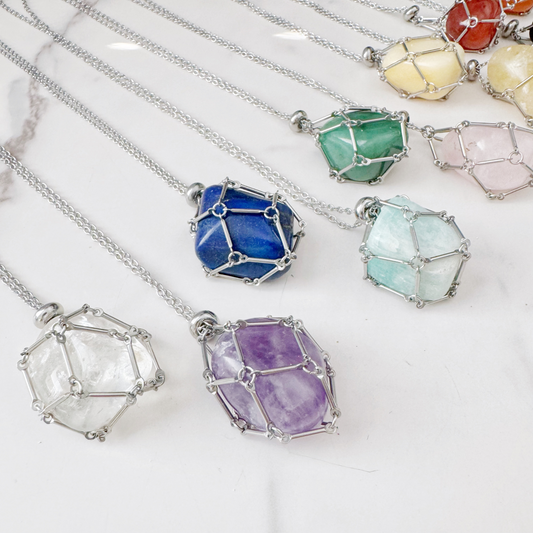 24" Stainless Steel Net Cage Necklace