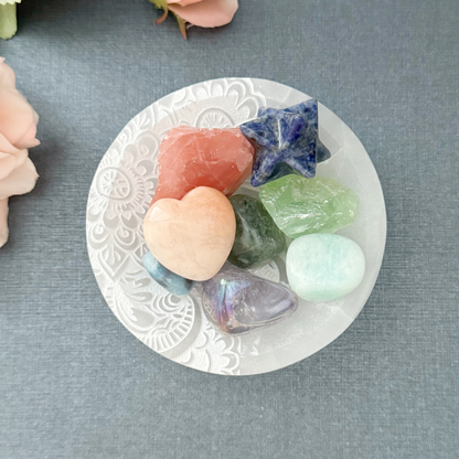 4" Selenite Lotus Round Bowl