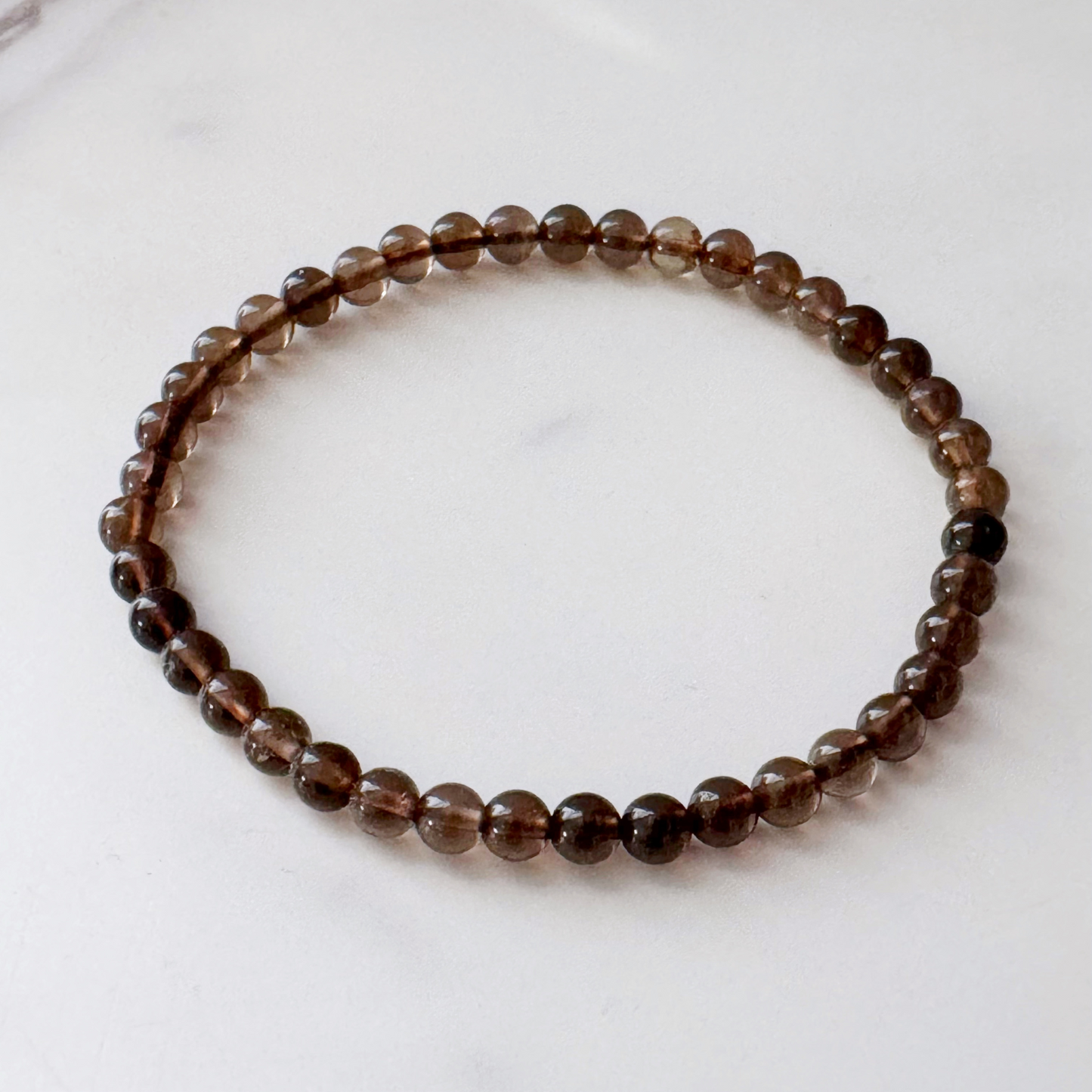 4mm Smoky Quartz Beaded Bracelet