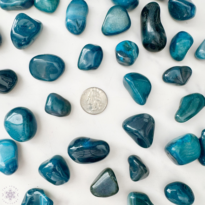 Teal Agate Tumbled Stones