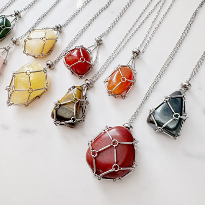 24" Stainless Steel Net Cage Necklace