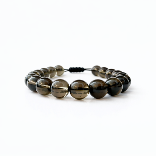 10mm Adjustable Smoky Quartz Beaded Bracelet