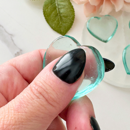 Aqua Blue Obsidian Heart Shaped Worry Stone