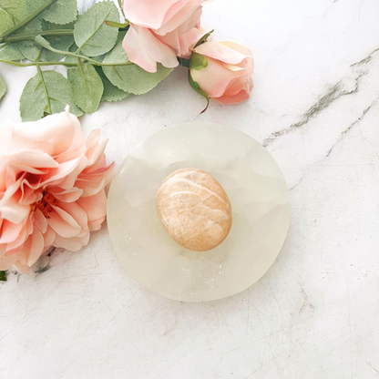 Peach Moonstone Palm Stone