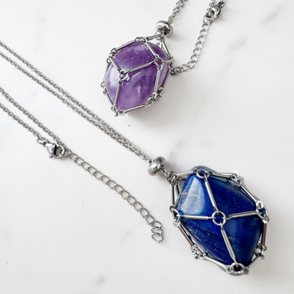 24" Stainless Steel Net Cage Necklace