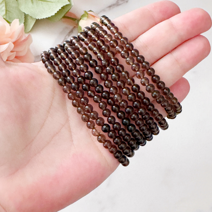 4mm Smoky Quartz Beaded Bracelet