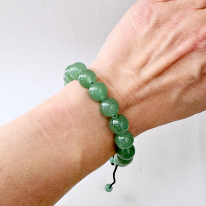 10mm Adjustable Green Aventurine Beaded Bracelet