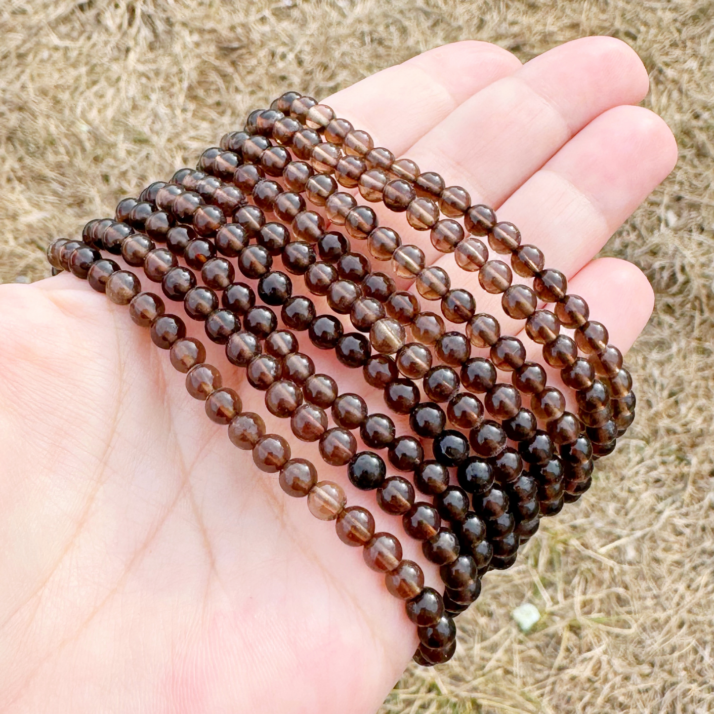 4mm Smoky Quartz Beaded Bracelet