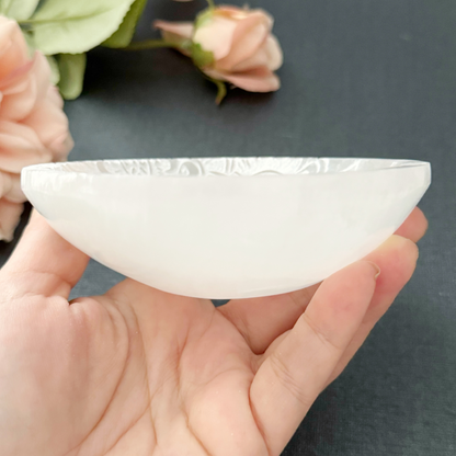 4" Selenite Lotus Round Bowl