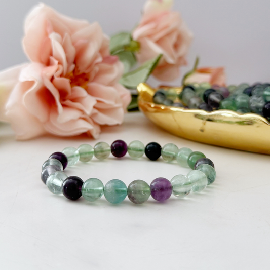 8mm Fluorite Beaded Bracelet