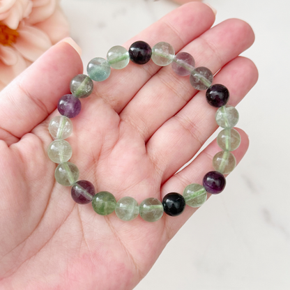 8mm Fluorite Beaded Bracelet