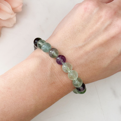 8mm Fluorite Beaded Bracelet
