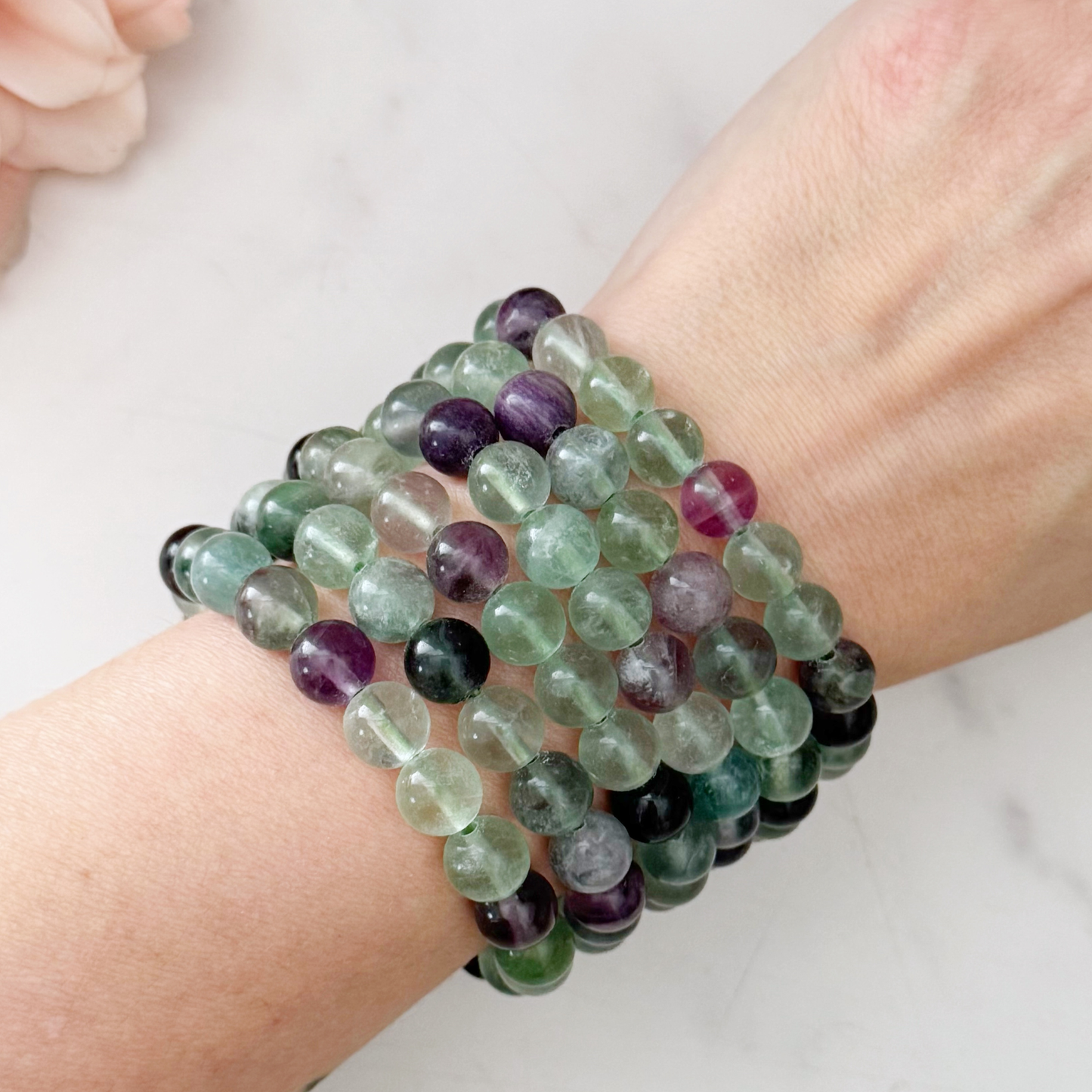 8mm Fluorite Beaded Bracelet