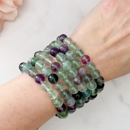 8mm Fluorite Beaded Bracelet