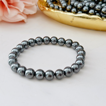 8mm Hematite Beaded Bracelet