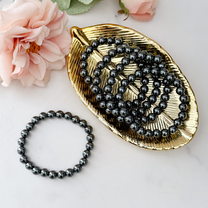 8mm Hematite Beaded Bracelet