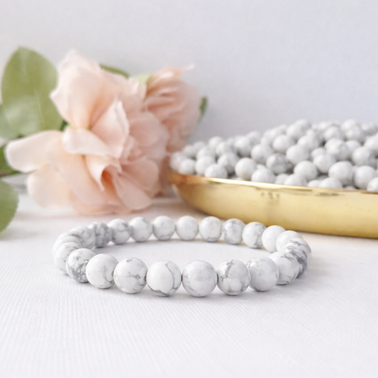 8mm Howlite Beaded Bracelet