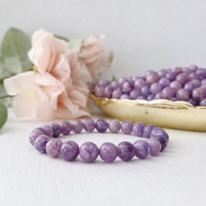 8mm Lepidolite Beaded Bracelet